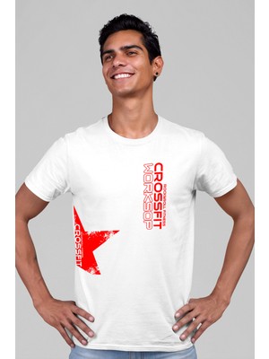 Rock&Roll Crossfit Yıldız Beyaz Kısa Kollu Erkek T-Shirt