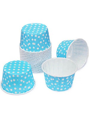 Trend Hediye Sepeti Açık Mavi Puantiyeli Muffin Cupcake Kalıbı Kek Kapsülü 50'li