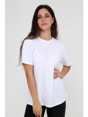 Rubadi Oversize (bol ve geniş kesim) Beyaz T-Shirt. Bisiklet Yaka, Basic, Salaş Model