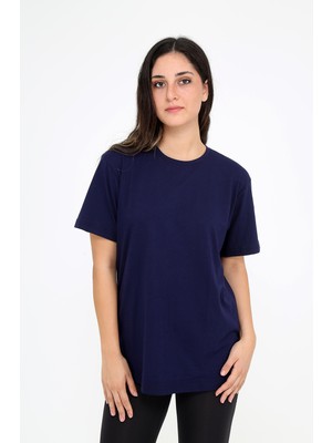 Rubadi Oversize (bol ve geniş kesim) Lacivert T-Shirt. Bisiklet Yaka, Basic, Salaş Model