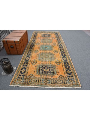 Kayra Export Türk Halısı, Eskitme Halı, Halı, 144 x 339  cm  Turuncu Halı, Yün Yer Halı, Bohemsı Oturma Odası Halı,