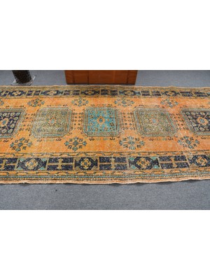 Kayra Export Türk Halısı, Eskitme Halı, Halı, 144 x 339  cm  Turuncu Halı, Yün Yer Halı, Bohemsı Oturma Odası Halı,