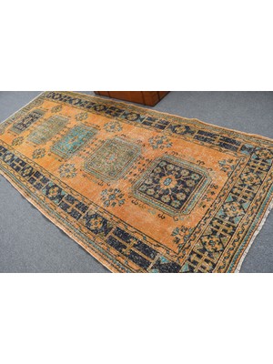 Kayra Export Türk Halısı, Eskitme Halı, Halı, 144 x 339  cm  Turuncu Halı, Yün Yer Halı, Bohemsı Oturma Odası Halı,