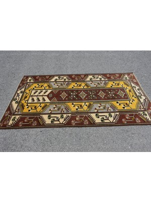 Kayra Export Türk Halısı, Eskitme Halı, Halı, 127 x 230  cm  Sarı Halı, Ofice Banyo Halı, Bahçe Banyo Halı,  9355