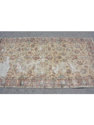 Kayra Export Türk Halısı, Eskitme Halı, Halı, 112 x 211  cm  Bej Halı, Yün Alan Halı, Kabilesı Alan Halı,  9662