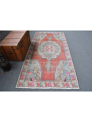 Kayra Export Eskitme Halı, Türk Halısı, Halı, 123 x 247  cm  Kırmızı Halı, El Dokuma Alan Halı, El Yapımı Alan Halı,