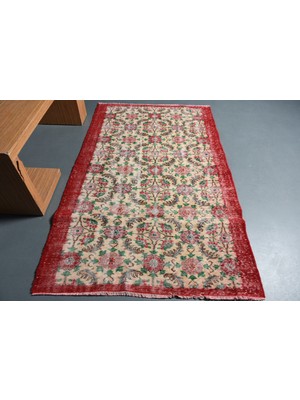 Kayra Export Eskitme Halı, Türk Halısı, Halı, 122 x 200  cm  Kırmızı Halı, Bahçe Banyo Halı, Dekoratif Banyo Halı,  1