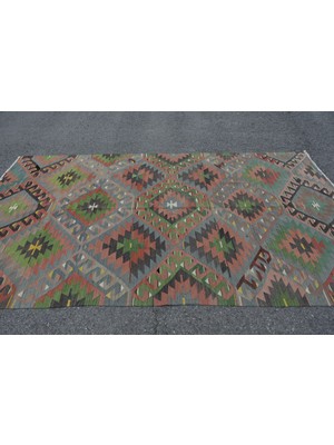 Kayra Export Türk Kilim, Eskitme Kilim, Large Kilim, 168 x 297  cm  Yeşil Kilim, Ofice Kilim, Oturma Odasısı Kilim,