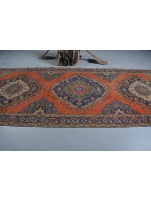 Kayra Export Türk Halısı, Eskitme Halı, Halı, 154 x 384  cm  Turuncu Halı, Yün Yer Halı, Bohemsı Yer Halı,  11409