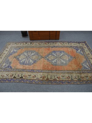 Kayra Export Eskitme Halı, Türk Halısı, Halı, 147 x 259  cm  Turuncu Halı,  Büyük Halı, Organik Salon Halı,  11647