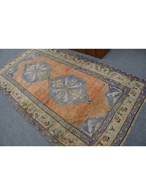 Kayra Export Eskitme Halı, Türk Halısı, Halı, 147 x 259  cm  Turuncu Halı,  Büyük Halı, Organik Salon Halı,  11647