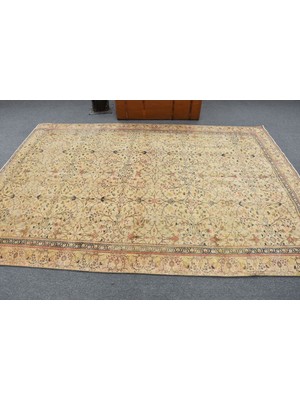 Kayra Export Eskitme Halı, Türk Halısı, Halı, 185 x 270  cm  Sarı Halı, El Yapımı Büyük Halı, Dekoratif Salon Halı,