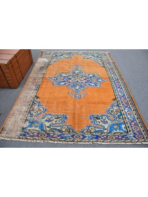 Kayra Export Eskitme Halı, Türk Halısı, Halı, 189 x 254  cm  Turuncu Halı, Yün Oturma Odası Halı,  11399