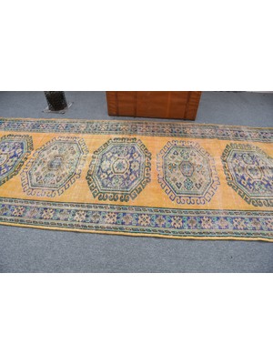 Kayra Export Eskitme Halı, Türk Halısı, Halı, 136 x 334  cm  Sarı Halı, Ofice Yer Halı, Bahçe Yer Halı,  11398