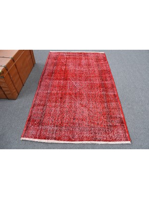 Kayra Export Türk Halısı, Eskitme Halı, Halı, 121 x 199  cm  Kırmızı Halı, Organik Banyo Halı, Yün Alan Halı,  11254