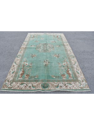 Kayra Export Eskitme Halı, Türk Halısı, Halı, 180 x 311  cm  Yeşil Halı, Bohemsı Büyük Halı, Ofice Oturma Odası Halı,