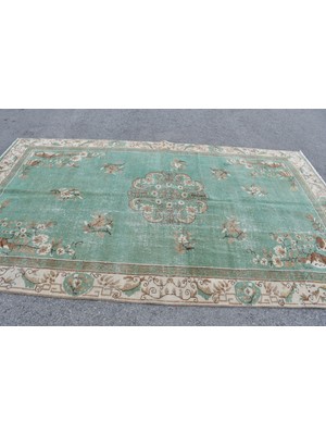 Kayra Export Eskitme Halı, Türk Halısı, Halı, 180 x 311  cm  Yeşil Halı, Bohemsı Büyük Halı, Ofice Oturma Odası Halı,