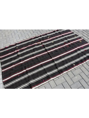 Kayra Export Türk Kilim, Eskitme Kilim, Area Kilim, 148 x 221  cm  Siyah Kilim, Organik Kilim, Alansı Kilim,  10933