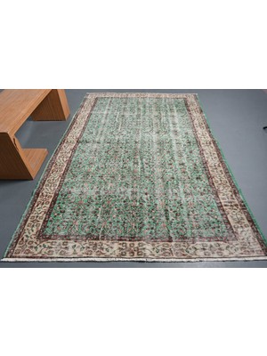 Kayra Export Eskitme Halı, Türk Halısı, Halı, 174 x 260  cm  Yeşil Halı, El Yapımı Büyük Halı, Salon Halı,  10981