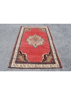 Kayra Export Türk Halısı, Eskitme Halı, Halı, 129 x 195  cm  Kırmızı Halı, Bohemsı Banyo Halı, Yün Banyo Halı,  5211