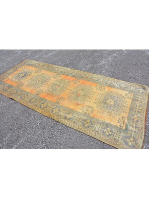 Kayra Export Eskitme Halı, Türk Halısı, Halı, 130 x 300  cm  Sarı Halı, Bahçe Oturma Odası Halı,  5884