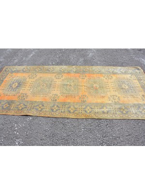 Kayra Export Eskitme Halı, Türk Halısı, Halı, 130 x 300  cm  Sarı Halı, Bahçe Oturma Odası Halı,  5884