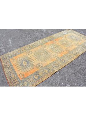 Kayra Export Eskitme Halı, Türk Halısı, Halı, 130 x 300  cm  Sarı Halı, Bahçe Oturma Odası Halı,  5884