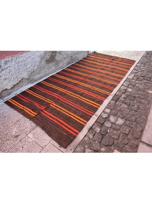 Kayra Export Eskitme Kilim, Türk Kilim, Large Kilim, 140 x 327  cm  Kahverengi Kilim, Bohem Kilim, Yersı Kilim,  841