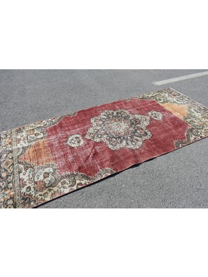 Kayra Export Eskitme Halı, Türk Halısı, Halı, 126 x 284  cm  Kırmızı Halı, El Yapımı Alan Halı, Yün Alan Halı,  6364