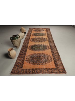 Kayra Export Eskitme Halı, Türk Halısı, Halı, 136 x 340  cm  Turuncu Halı, Bahçe Büyük Halı, Kabilesı Salon Halı,  80