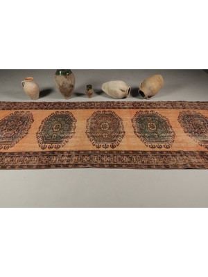 Kayra Export Eskitme Halı, Türk Halısı, Halı, 136 x 340  cm  Turuncu Halı, Bahçe Büyük Halı, Kabilesı Salon Halı,  80