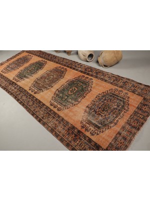 Kayra Export Eskitme Halı, Türk Halısı, Halı, 136 x 340  cm  Turuncu Halı, Bahçe Büyük Halı, Kabilesı Salon Halı,  80