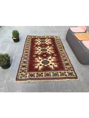 Kayra Export Türk Halısı, Eskitme Halı, Halı, 128 x 197  cm  Kırmızı Halı, Yün Alan Halı, Bohemsı Banyo Halı,  594