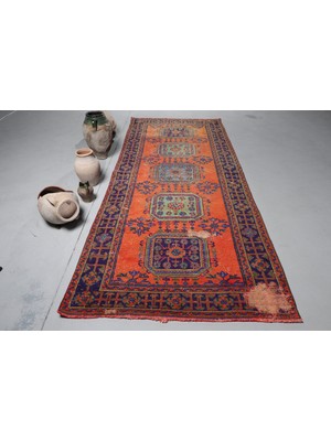 Kayra Export Eskitme Halı, Türk Halısı, Halı, 133 x 328  cm  Kırmızı Halı, Bohemsı Salon Halı, Organik Salon Halı,  8