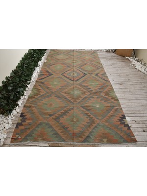 Kayra Export Türk Halısı, Eskitme Halı, Halı, 158 x 320  cm  Yeşil Halı, El Dokuma Oturma Odası Halı,  7423