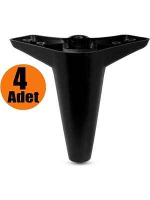 Nzb Mobilya Kanepe Sehpa Koltuk Ayağı Siyah Baza Ayak 12 cm (4 Adet)