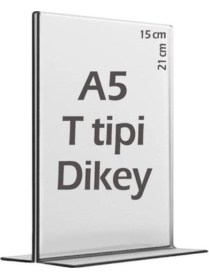 A5 T-Tipi Dikey 15x21 cm Şeffaf Föylük Pleksi Fiyatlık Menü Broşürlük Etiketlik Kafe Restorant Beyaz eşya mobilya mağazaları için sunum sehpası