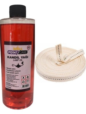 Point Care Kırmızı Kandil Yağı Kokusuz Dumansız Iç Mekan Gaz Lambası Yakıtı 400 ml + 2 Metre Fitil