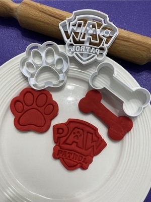 Mini Tasarım Atölyem Paw Patrol Logo-Pati-Kemik Kurabiye Kalıbı Seti