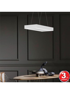 Hegza Lighting Mesita (Beyaz Kasa, Sarı Işık) Ledli Sarkıt Modern LED Avize