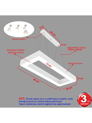 Hegza Lighting Mesita (Beyaz Kasa, Beyaz Işık) Ledli Sarkıt Modern LED Avize