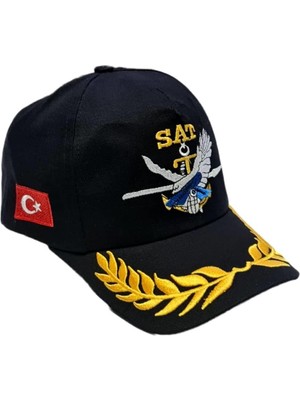 Sat Şapka Siyah Defne Dalı Işlemeli