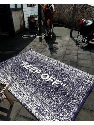 Rugs Modern Mira Keep Off Yazılı Lacivert Klasik Modern Halı 881