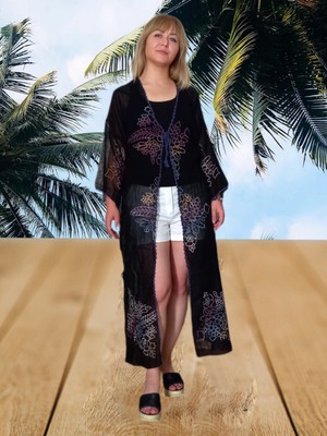 Boutique Venüs Taş Baskılı Uzun Pareo & Kimono