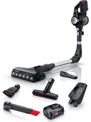 Bosch 18 V, Çift Batarya LED Aydınlatma Turbo Modlu Dikey Şarjlı Süpürge, Luciole Lambader Hediye