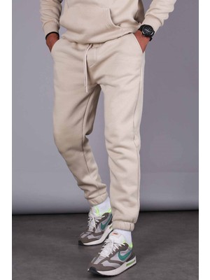 Madmext Bej Şardonlu Basic Erkek Eşofman Altı 5482