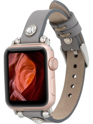Bouletta Apple Watch Uyumlu Deri Kordon Visby 38-40-41MM Ferro Rst9 Gri