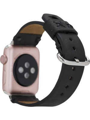 Bouletta Apple Watch Uyumlu Deri Kordon Orfe 42-44-45MM G1 Siyah