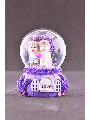 Home Decor Sevgiliye Hediye Aşkımsın Temalı Mini Boy Lila Kar Küresi 6,5 cm Boy