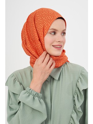 Madame Polo Jakar Laby Desen Şal - Orange